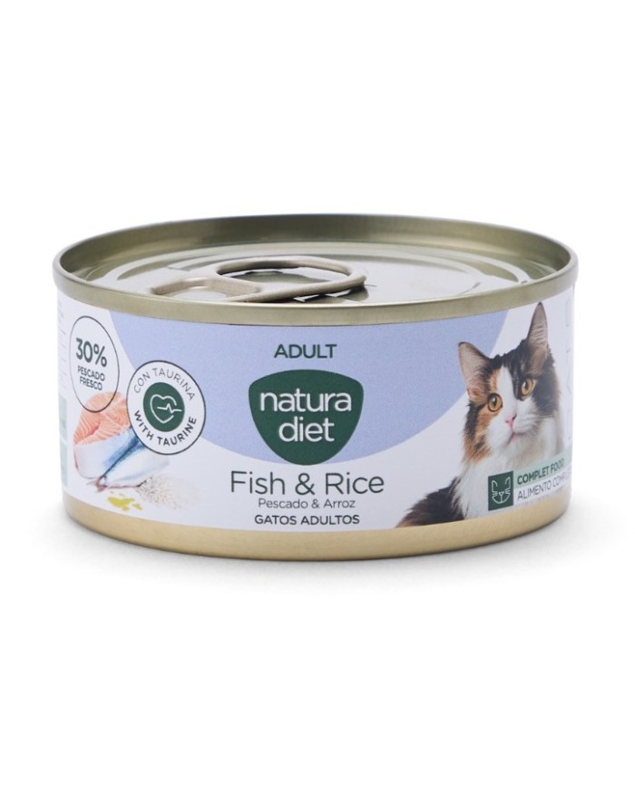 Natura Diet Pescado y Arroz para Gatos Adultos 85gr